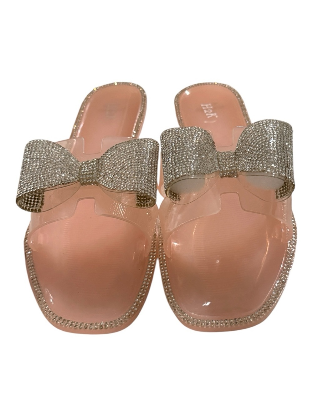 H2K Rhinestone Bow Jelly Slides Sandals Pink Women’s Size 10 NWT